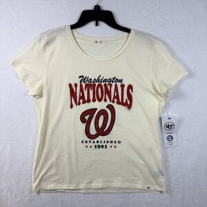 '47 Women's Washington Nationals Cream Rally Cry Frankie T-Shirt Size Large